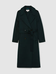 Double-Breasted Blindseam Coat Wool-Blend Green | Womens