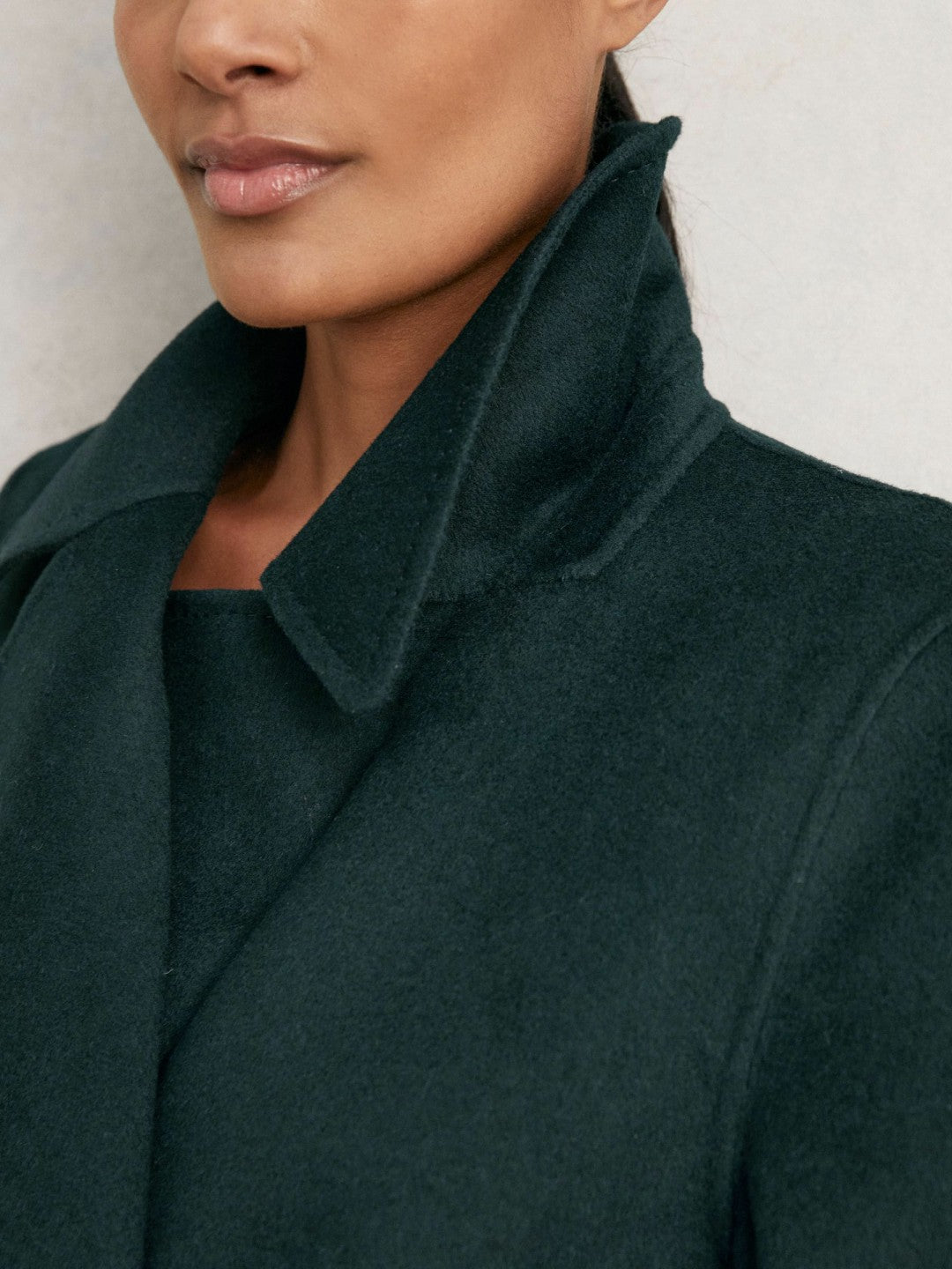 Double-Breasted Blindseam Coat Wool-Blend Green | Womens