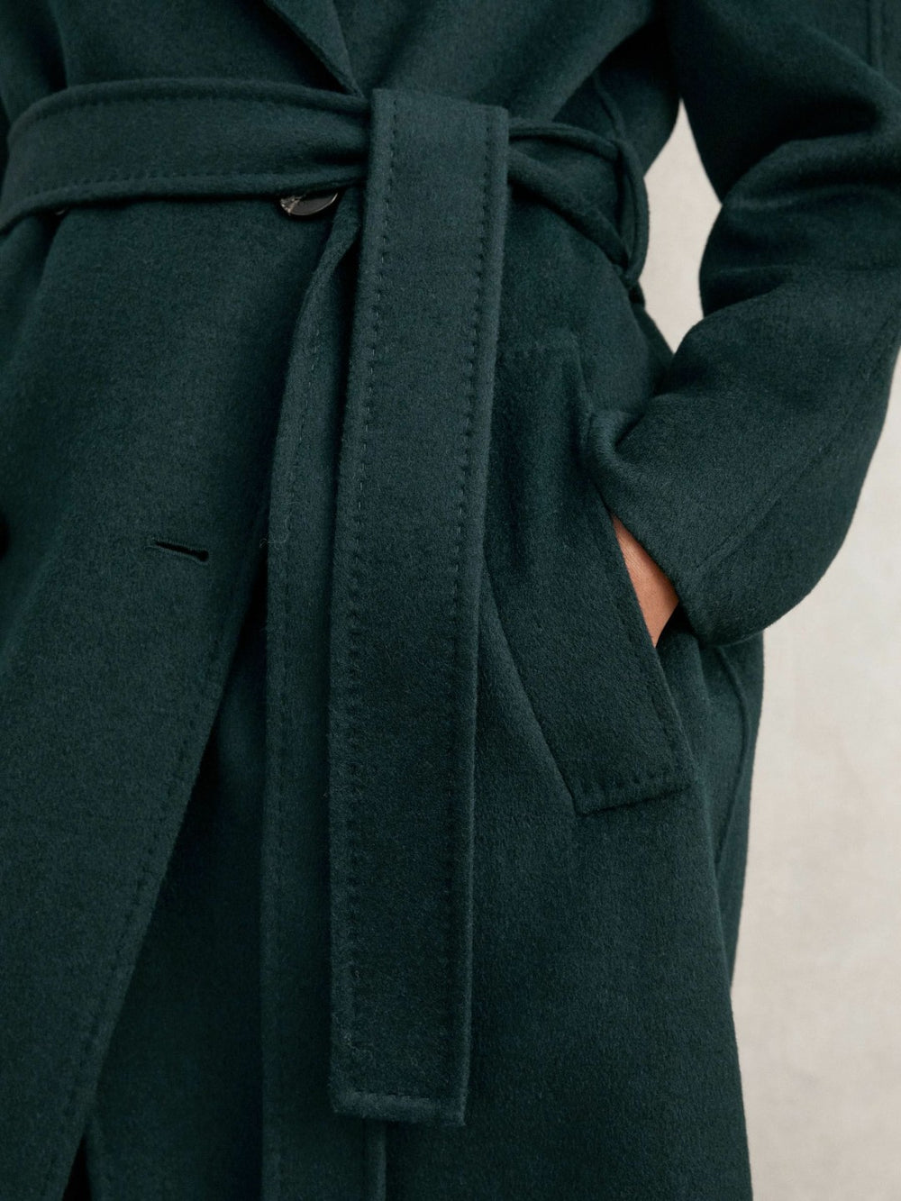 Double-Breasted Blindseam Coat Wool-Blend Green | Womens