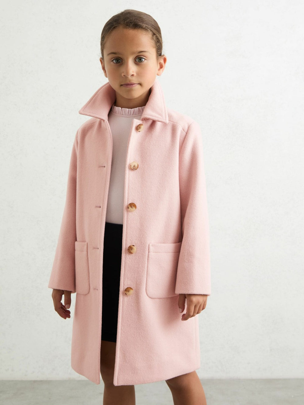 13-14 yrs Wool-Blend Single-Breasted Coat Pink | Children