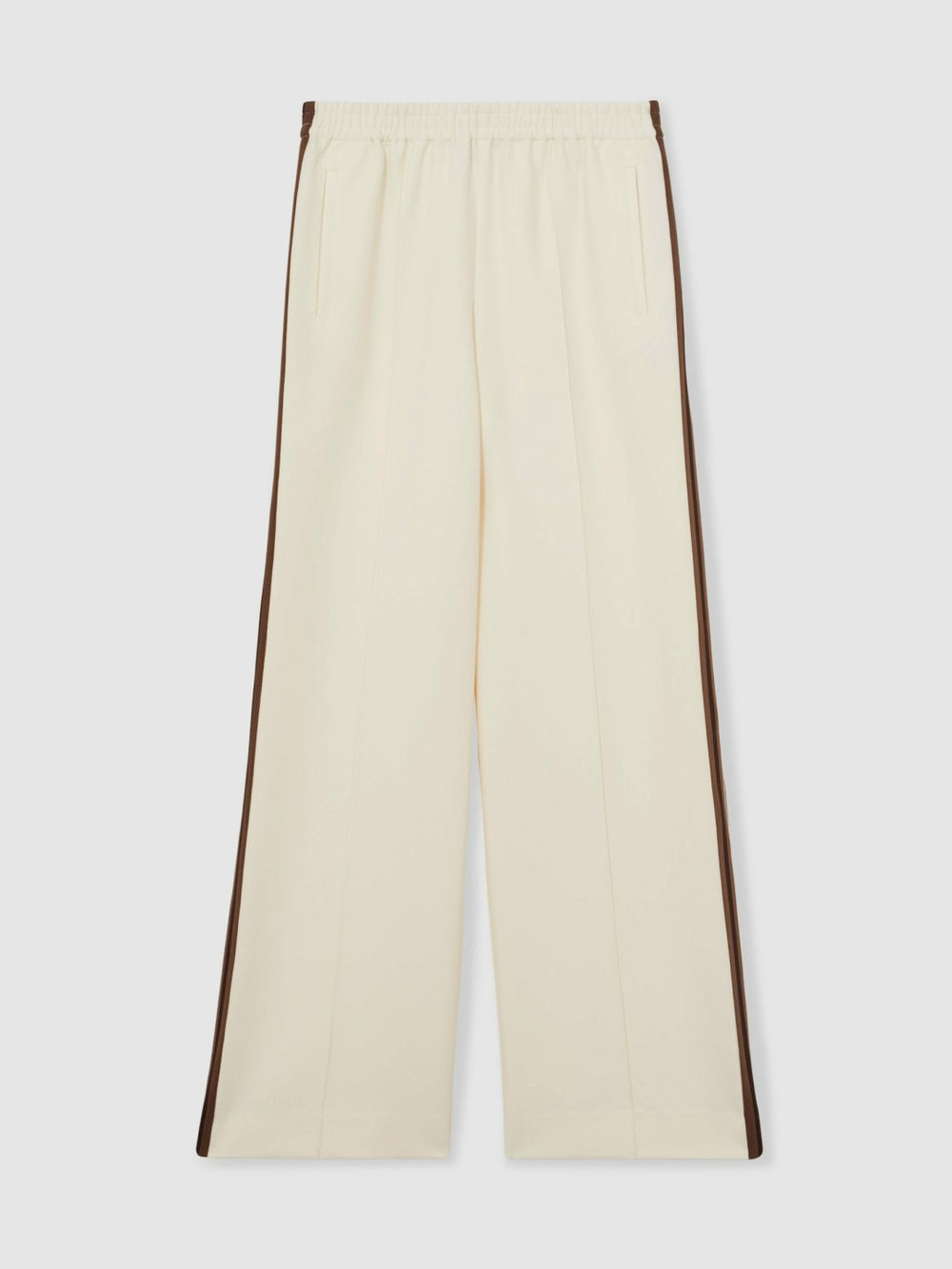 Side-Stripe Wide-Leg Trousers Cream | Womens