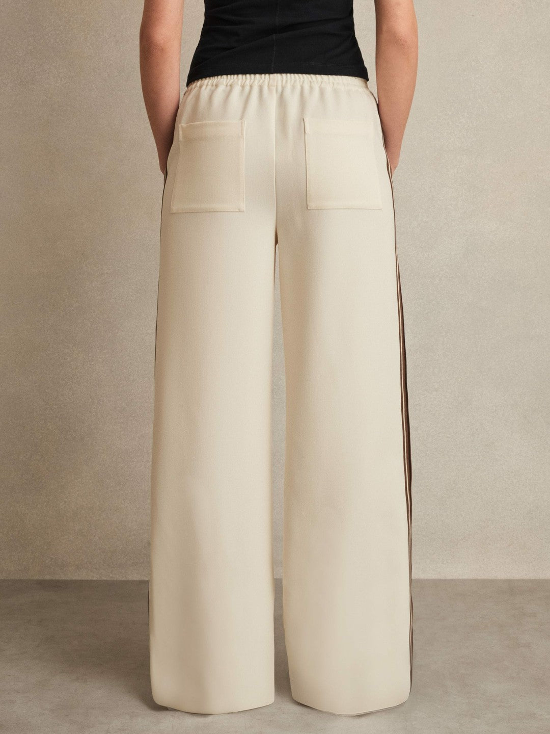 Side-Stripe Wide-Leg Trousers Cream | Womens