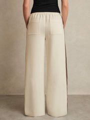 Side-Stripe Wide-Leg Trousers Cream | Womens