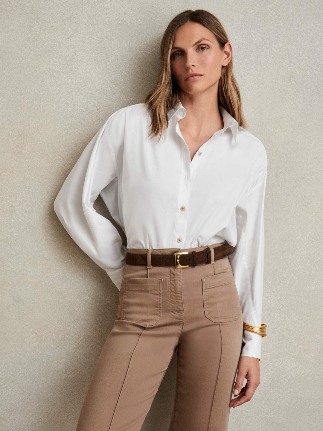 Cotton Button Through Oxford Shirt White | Womens