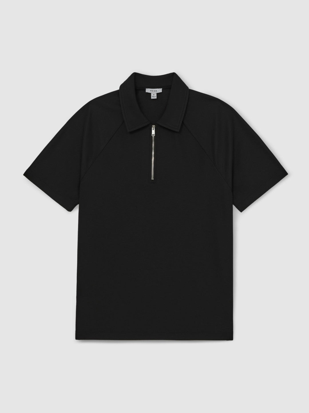 Textured Raglan Half-Zip Polo Shirt Black | Mens