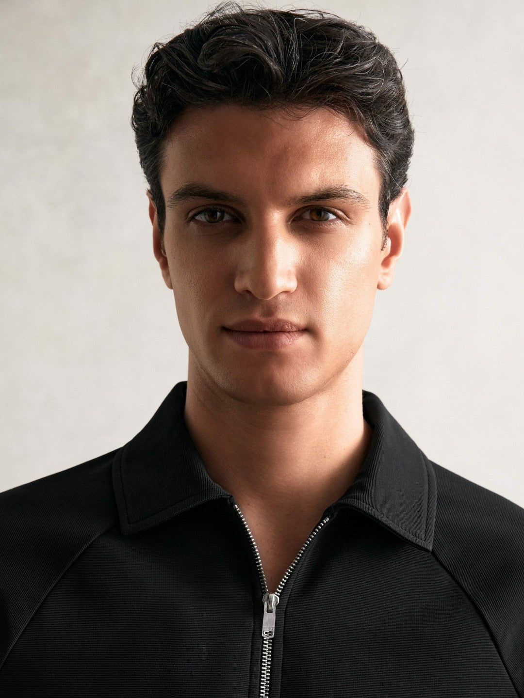 Textured Raglan Half-Zip Polo Shirt Black | Mens