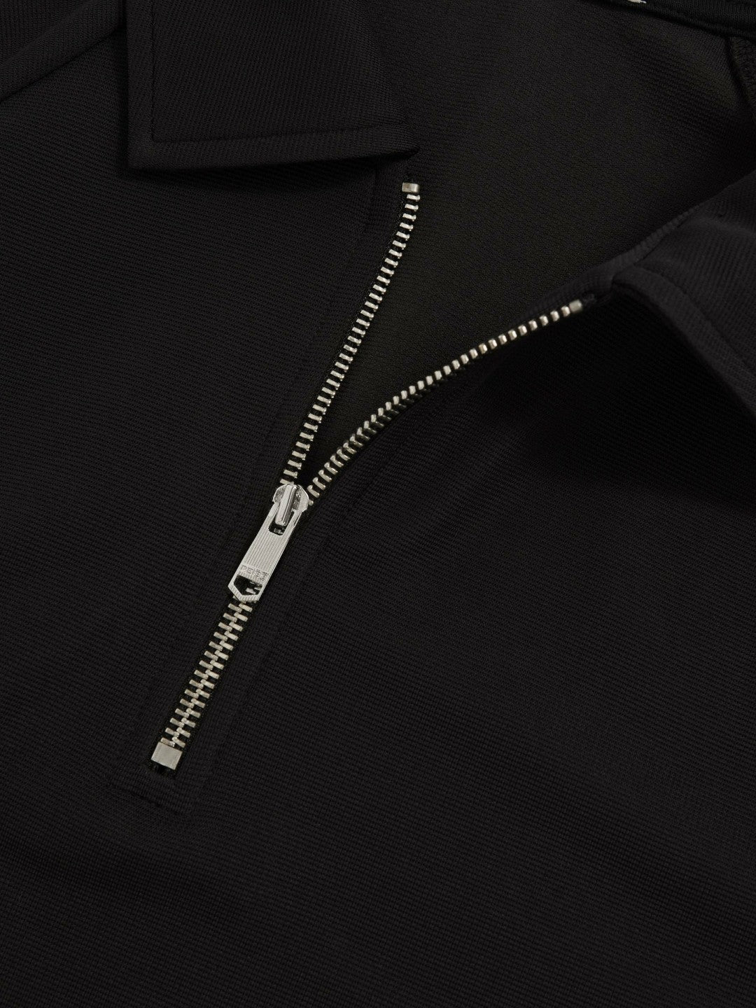 Textured Raglan Half-Zip Polo Shirt Black | Mens