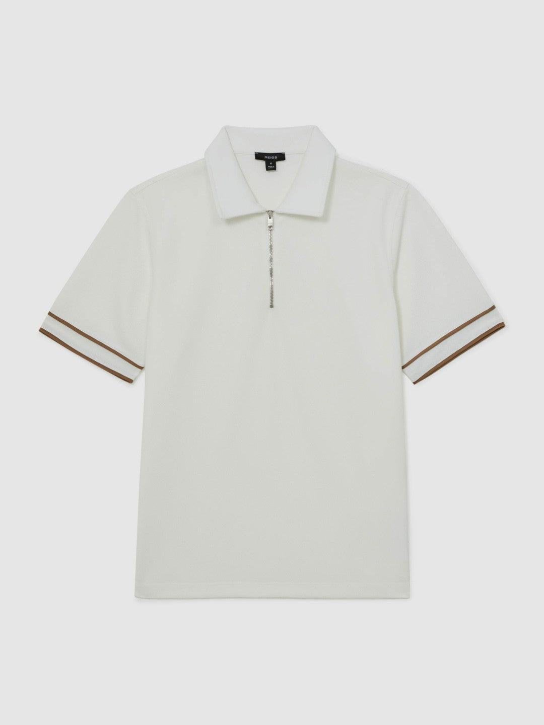 Textured Half-Zip Tipped Polo Shirt White | Mens
