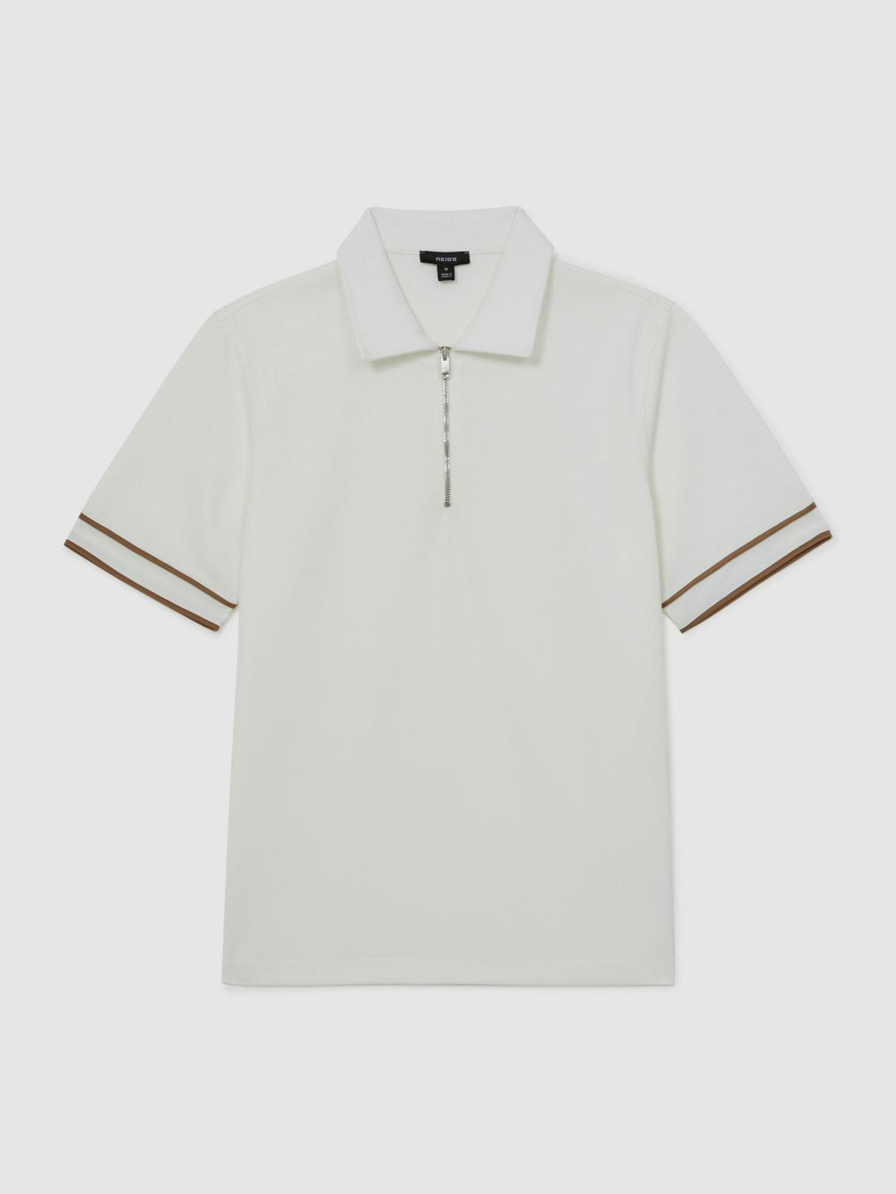 Textured Half-Zip Tipped Polo Shirt White | Mens