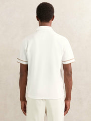 Textured Half-Zip Tipped Polo Shirt White | Mens