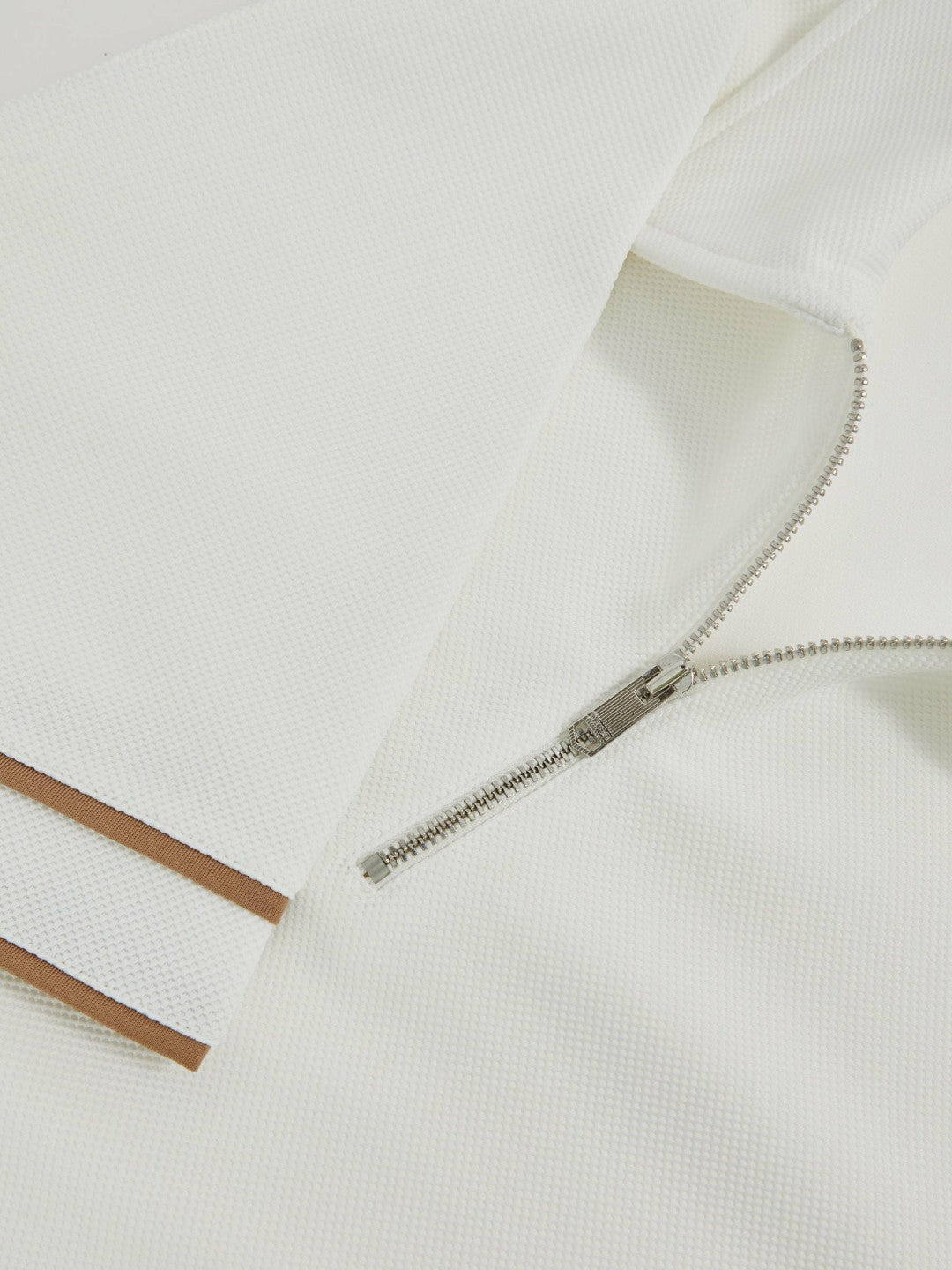 Textured Half-Zip Tipped Polo Shirt White | Mens