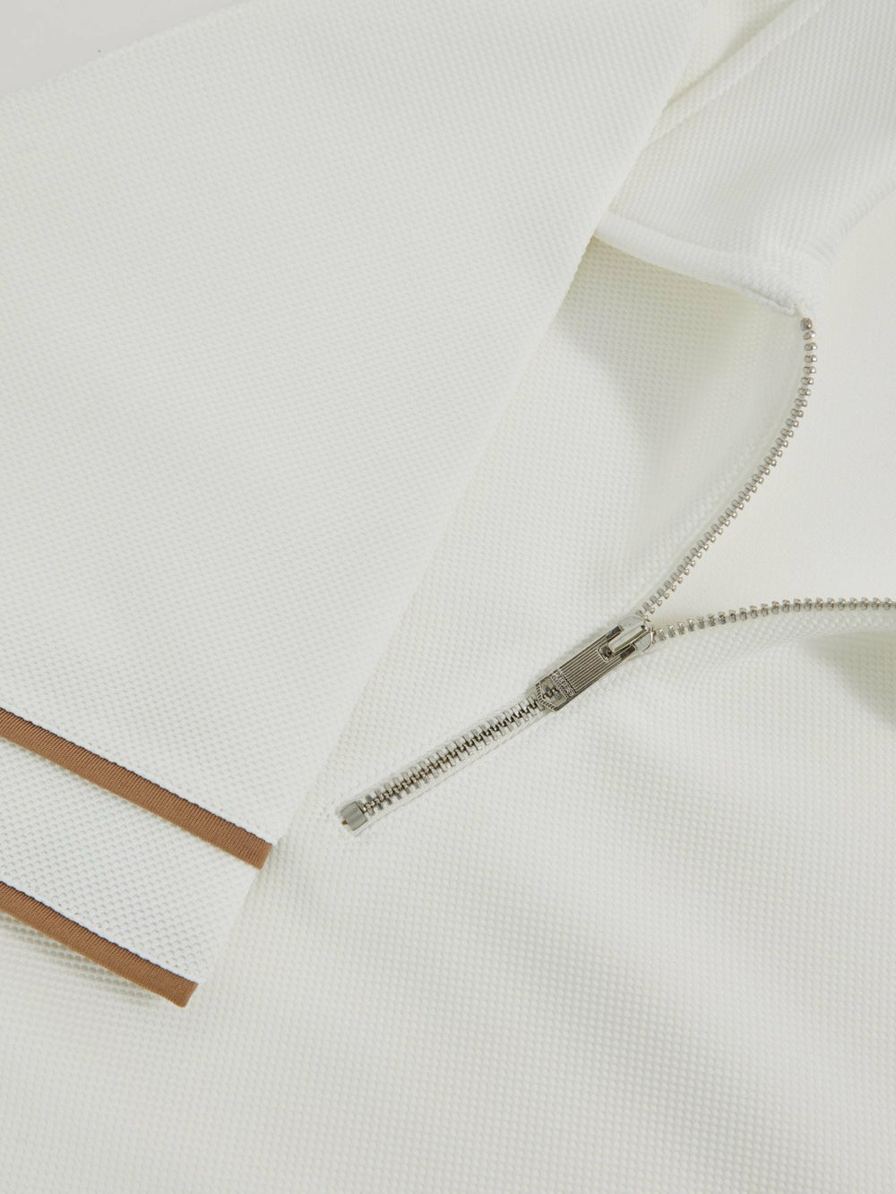 Textured Half-Zip Tipped Polo Shirt White | Mens
