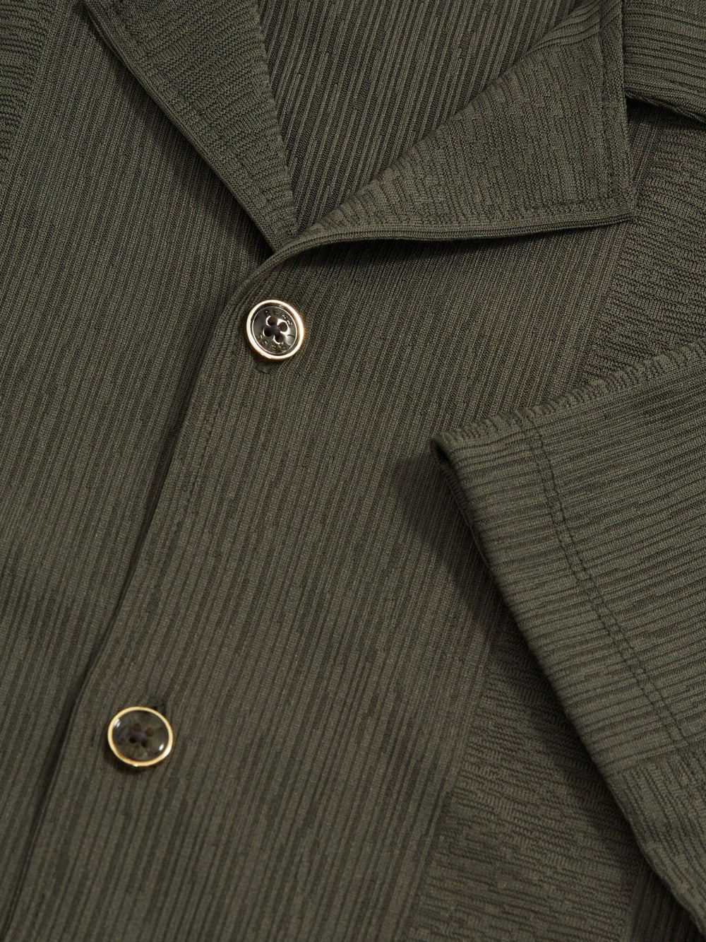 Jacquard-Stripe Cuban-Collar Shirt Dark Green | Mens
