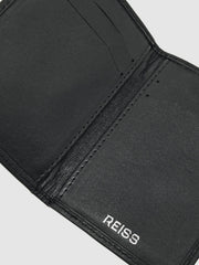 Leather Large Lattice-Effect Cardholder Black | Mens