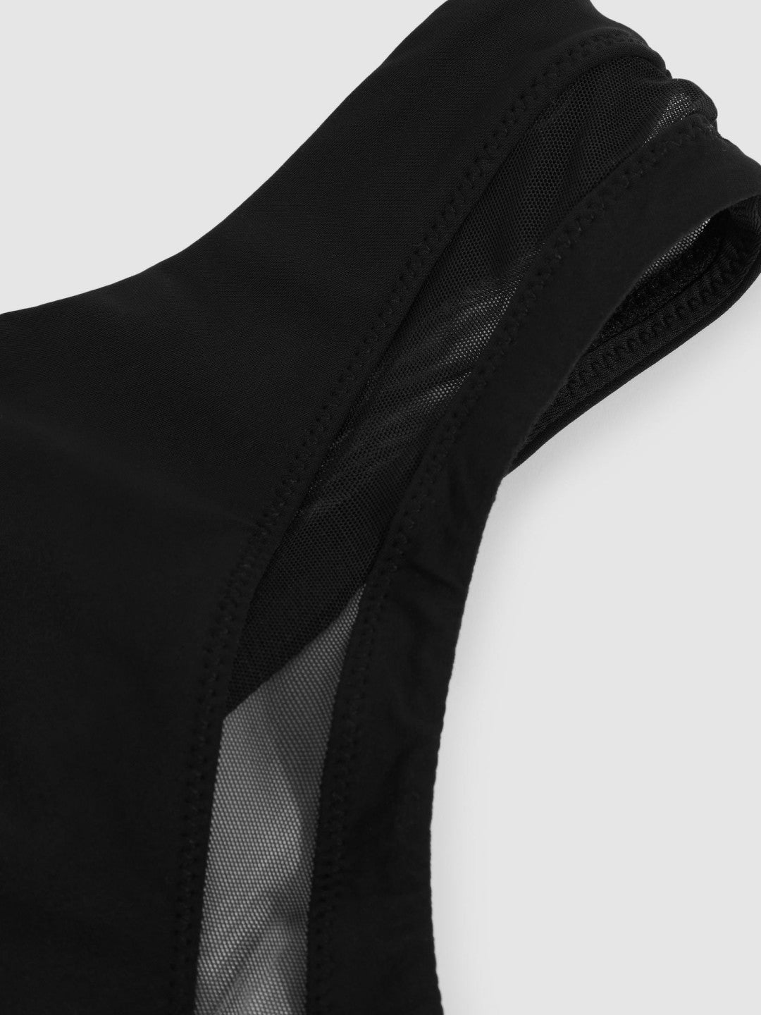 One Shoulder Mesh Panel Swimsuit Black | Womens