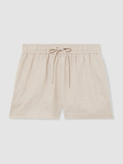 Linen-Blend Drawstring Shorts Neutral | Womens