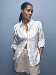 Linen-Blend Drawstring Shorts Neutral | Womens