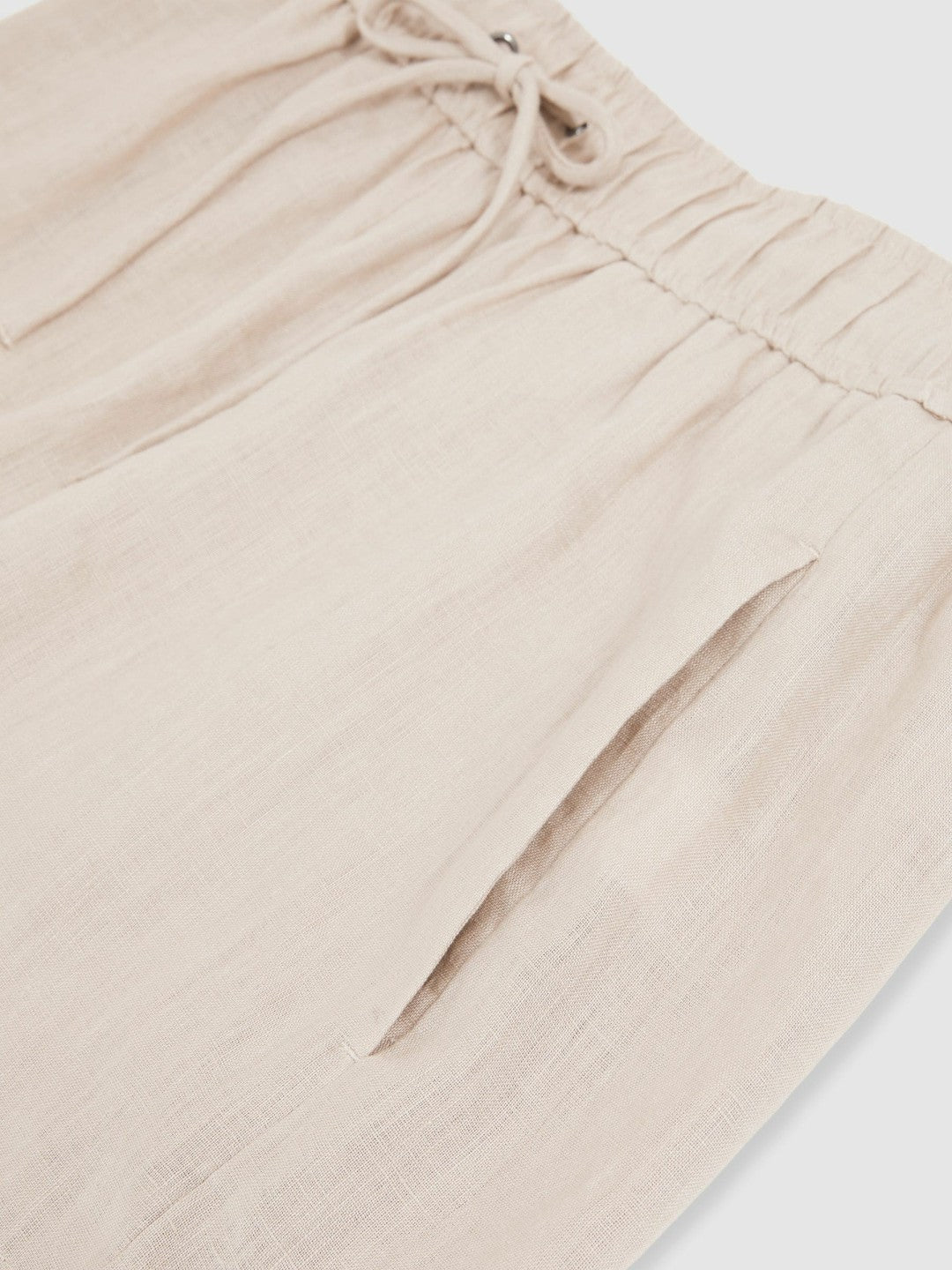 Linen-Blend Drawstring Shorts Neutral | Womens