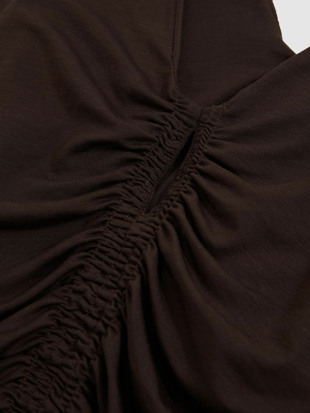 Stretch Lyocell Jersey Ruched Vest Chocolate Brown | Womens