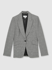 Single-Breasted Check Suit Blazer Grey | Womens
