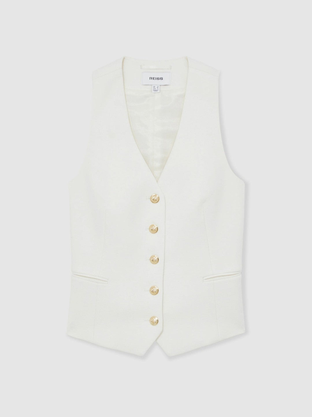 Single-Breasted Twill Waistcoat With Wool White | Womens
