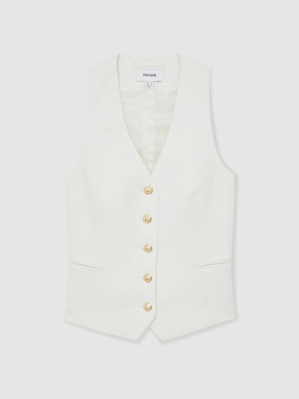 Single-Breasted Twill Waistcoat With Wool White | Womens