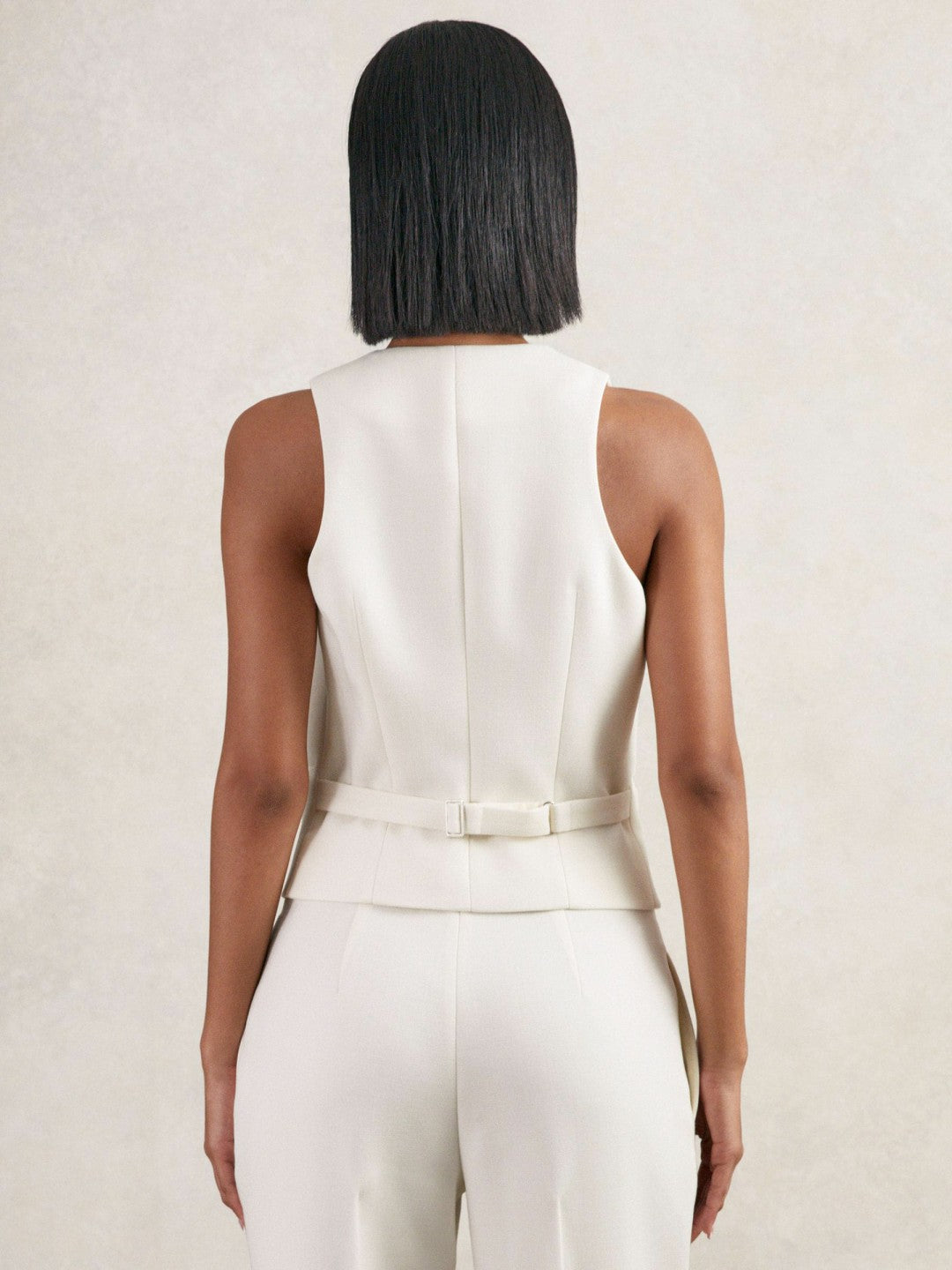 Single-Breasted Twill Waistcoat With Wool White | Womens