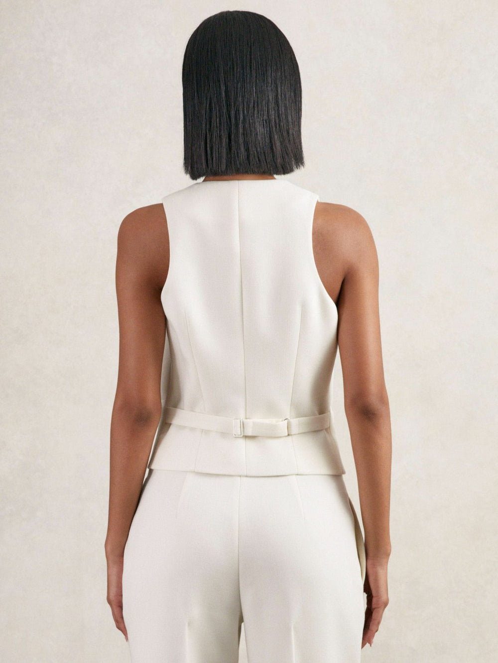 Single-Breasted Twill Waistcoat With Wool White | Womens