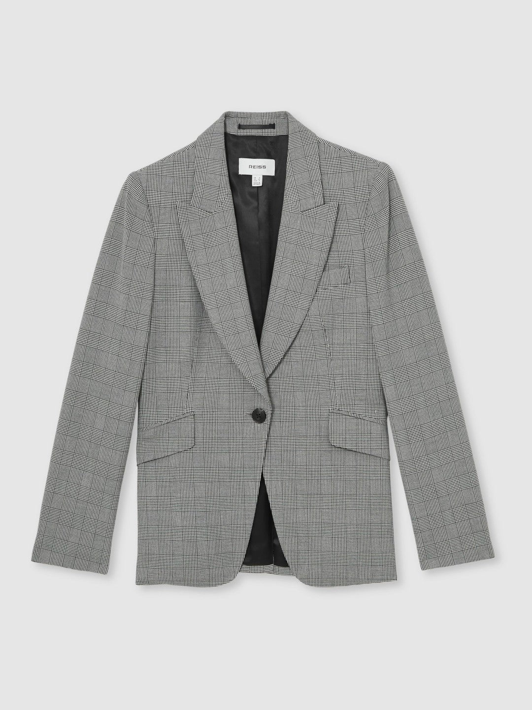 Petite Single-Breasted Check Suit Blazer Grey | Womens