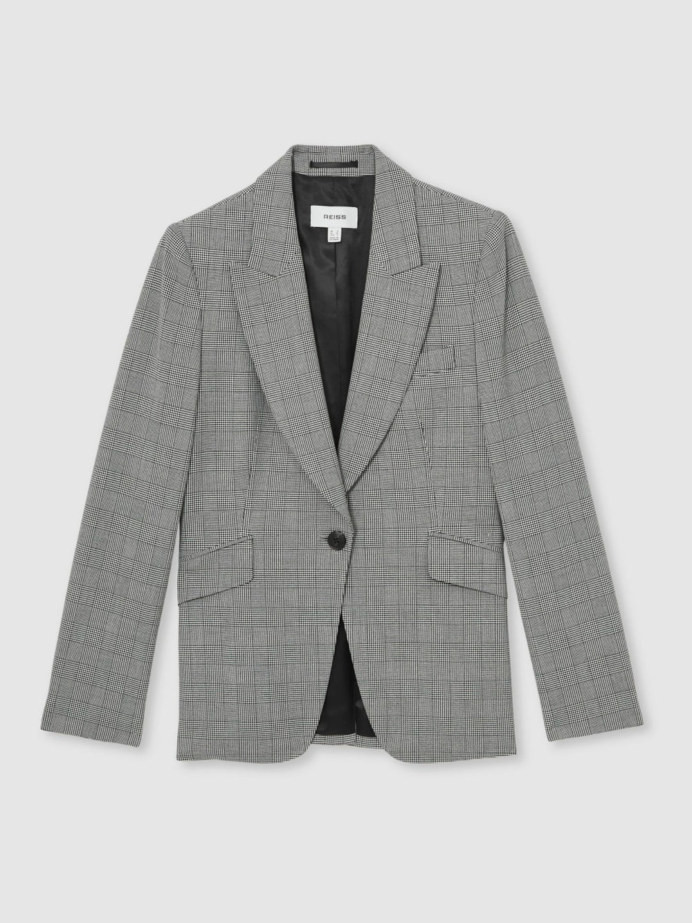 Petite Single-Breasted Check Suit Blazer Grey | Womens