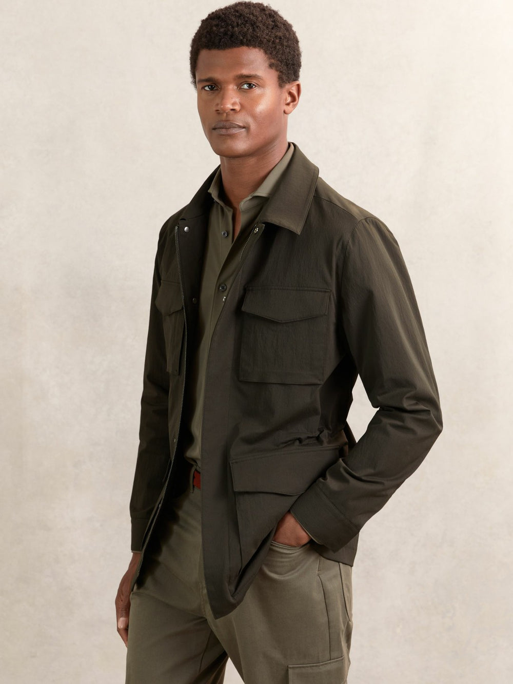 Removable-Gilet Safari Jacket Green | Mens