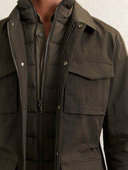 Removable-Gilet Safari Jacket Green | Mens
