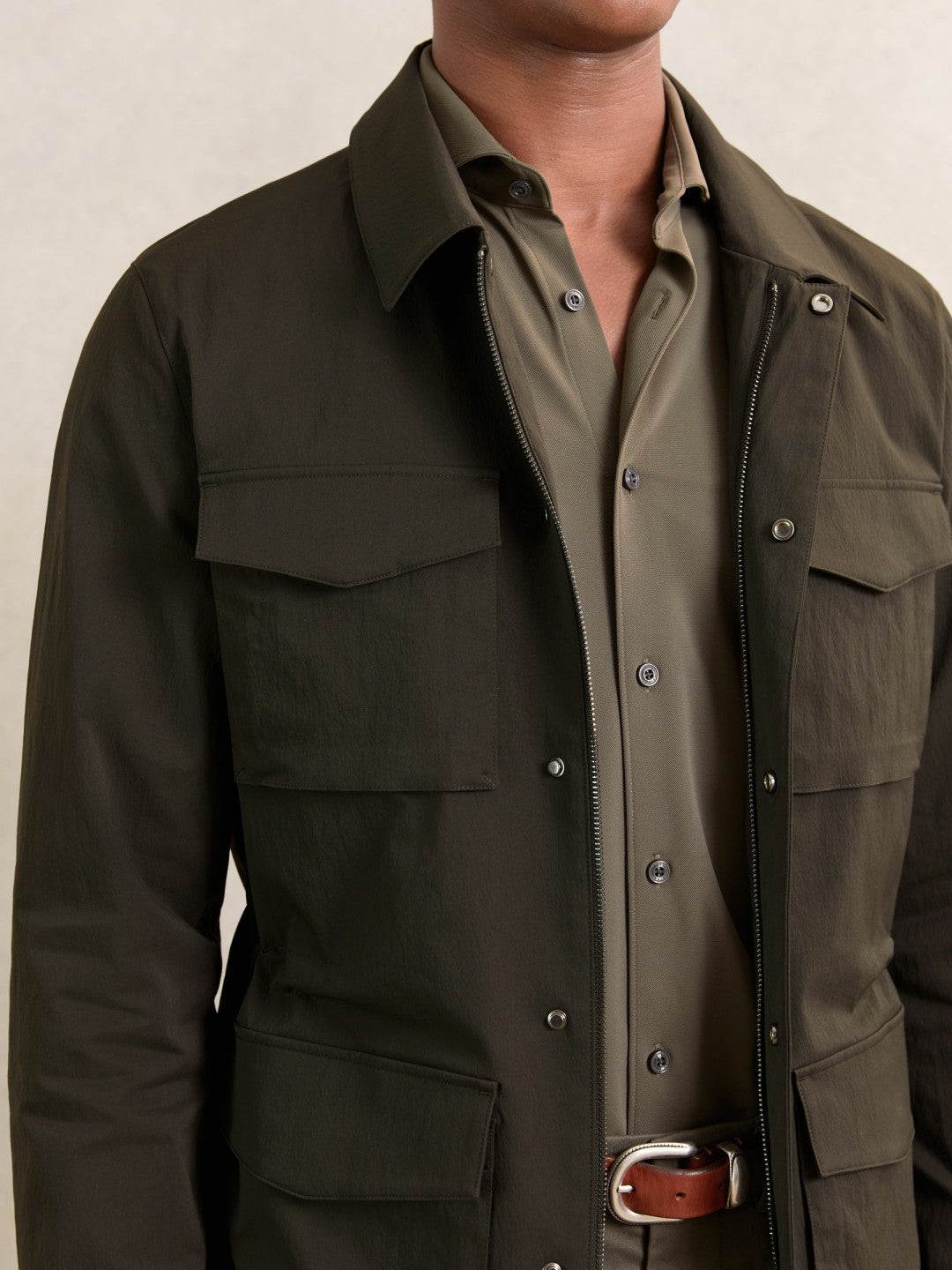 Removable-Gilet Safari Jacket Green | Mens