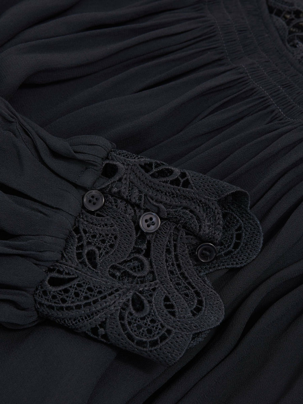 Lace-Trim Draped Chiffon Top Navy | Womens