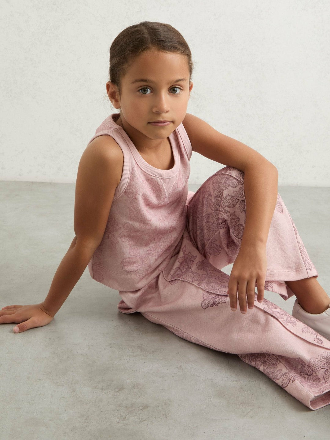 13-14 yrs Cotton Floral Vest and Joggers Set Pink Print | Children