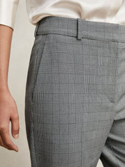 Petite Check Slim-Fit Suit Trousers Grey | Womens