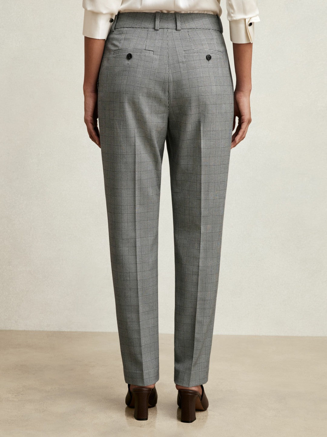 Petite Check Slim-Fit Suit Trousers Grey | Womens