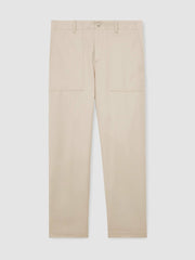 Lyocell Cotton Wide Utility Trousers Ecru | Mens