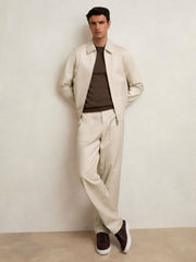 Lyocell Cotton Wide Utility Trousers Ecru | Mens