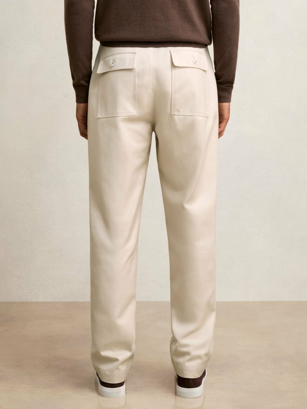 Lyocell Cotton Wide Utility Trousers Ecru | Mens