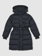 Longline Hooded Puffer Coat Navy | Children