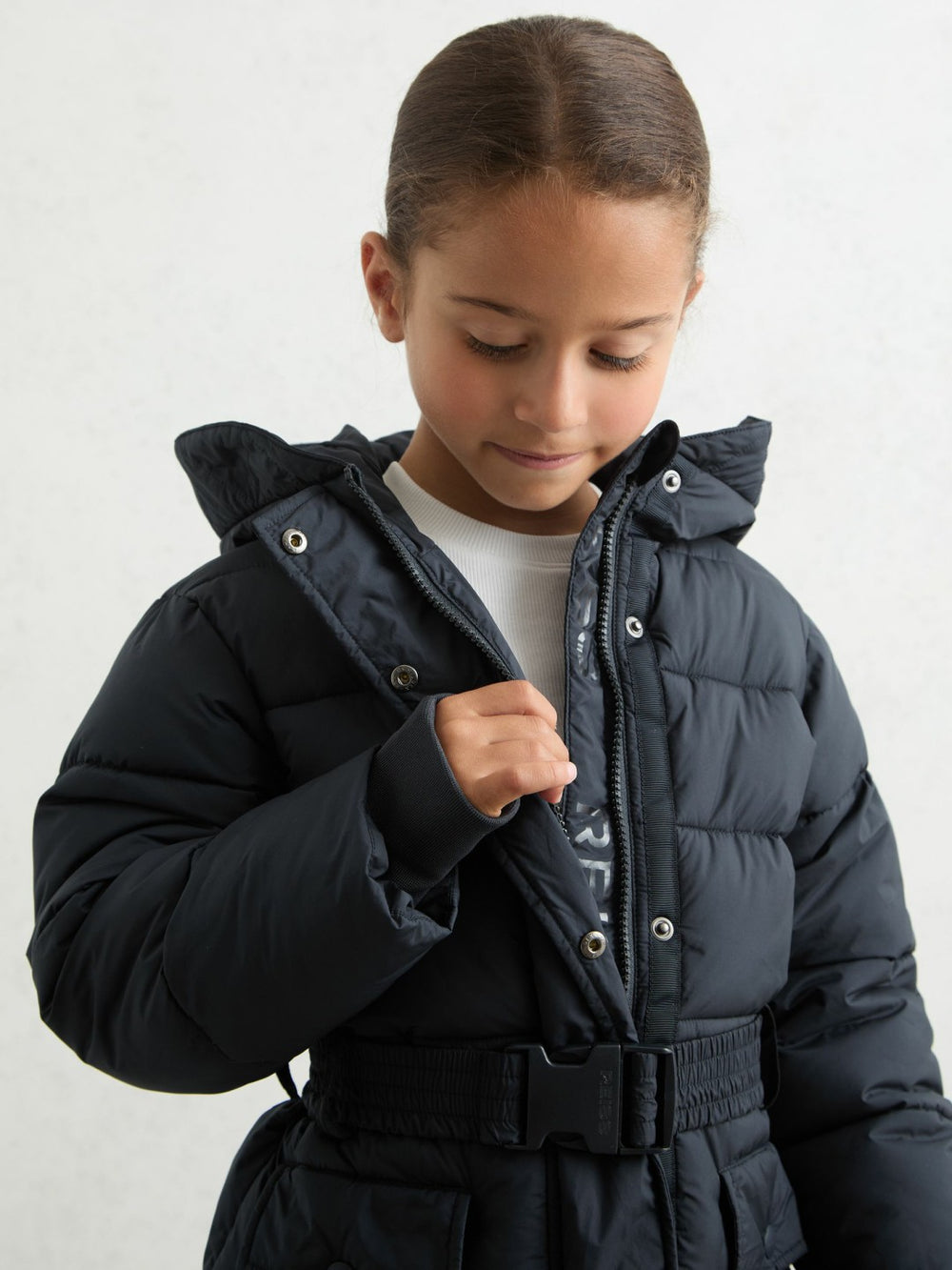 Longline Hooded Puffer Coat Navy | Children