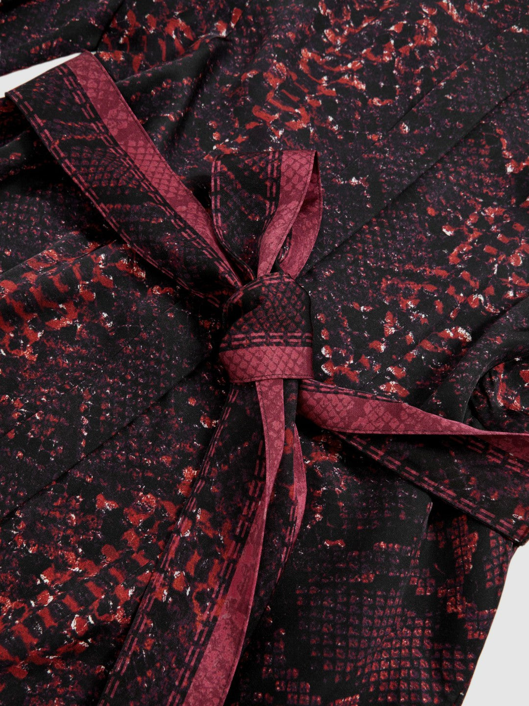 Snake-Print Belted Shirt Dress Burgundy/Black | Womens