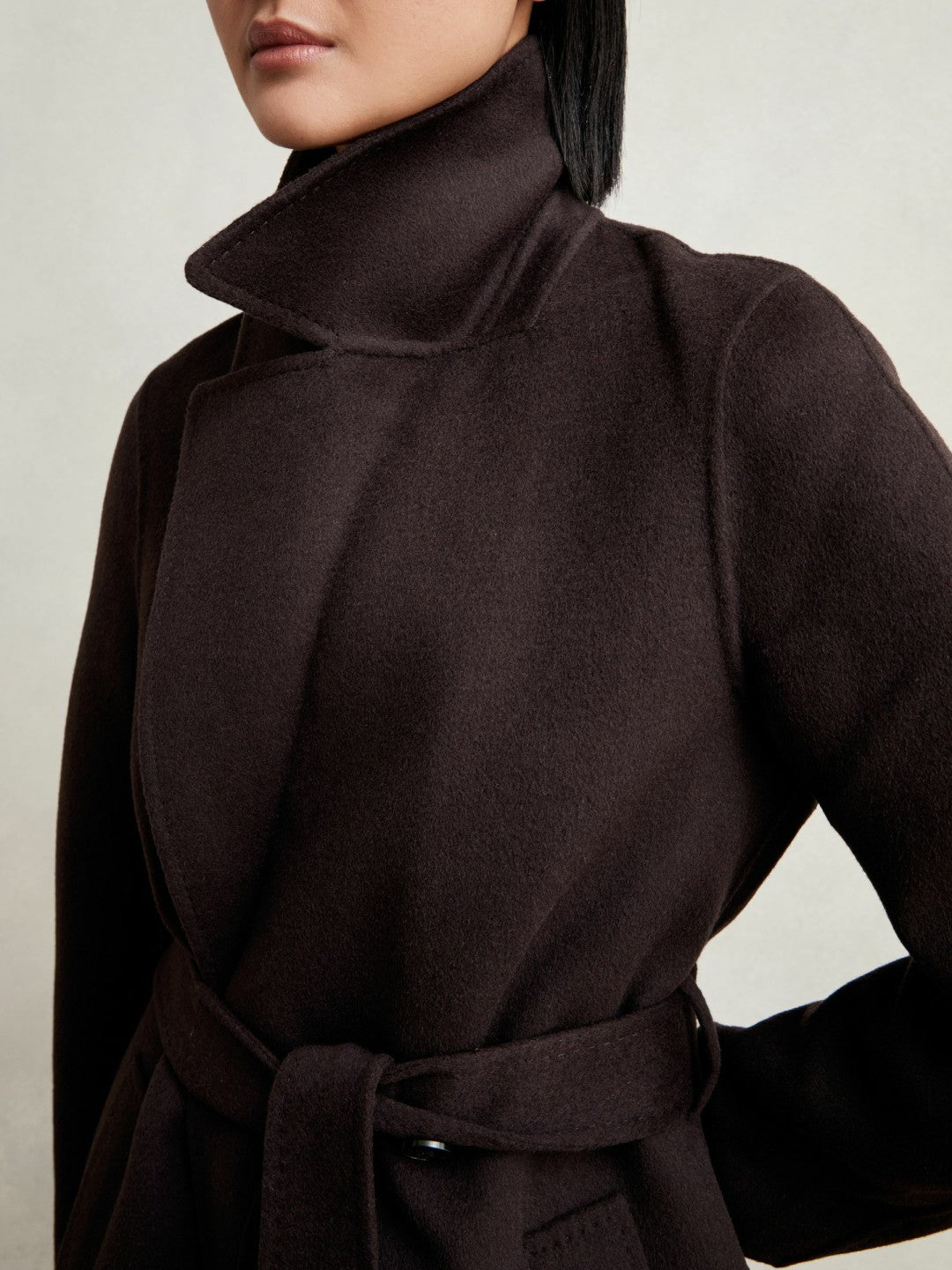 Double-Breasted Blindseam Coat Wool-Blend Aubergine | Womens