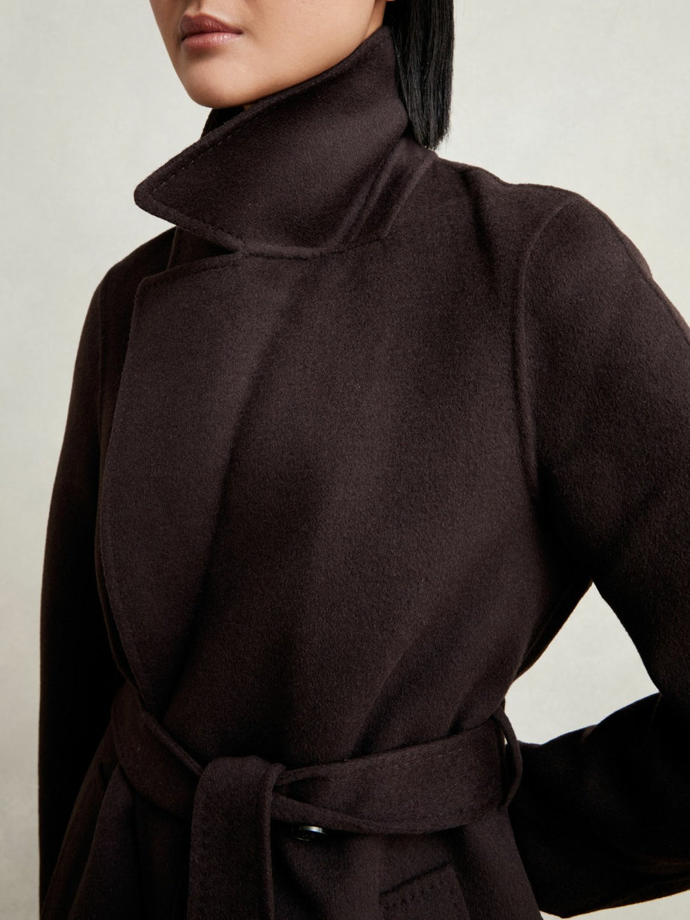 Double-Breasted Blindseam Coat Wool-Blend Aubergine | Womens