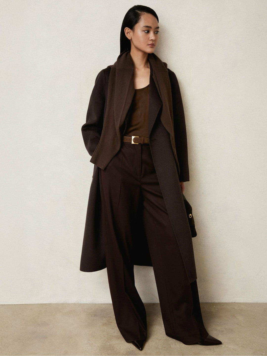 Double-Breasted Blindseam Coat Wool-Blend Aubergine | Womens