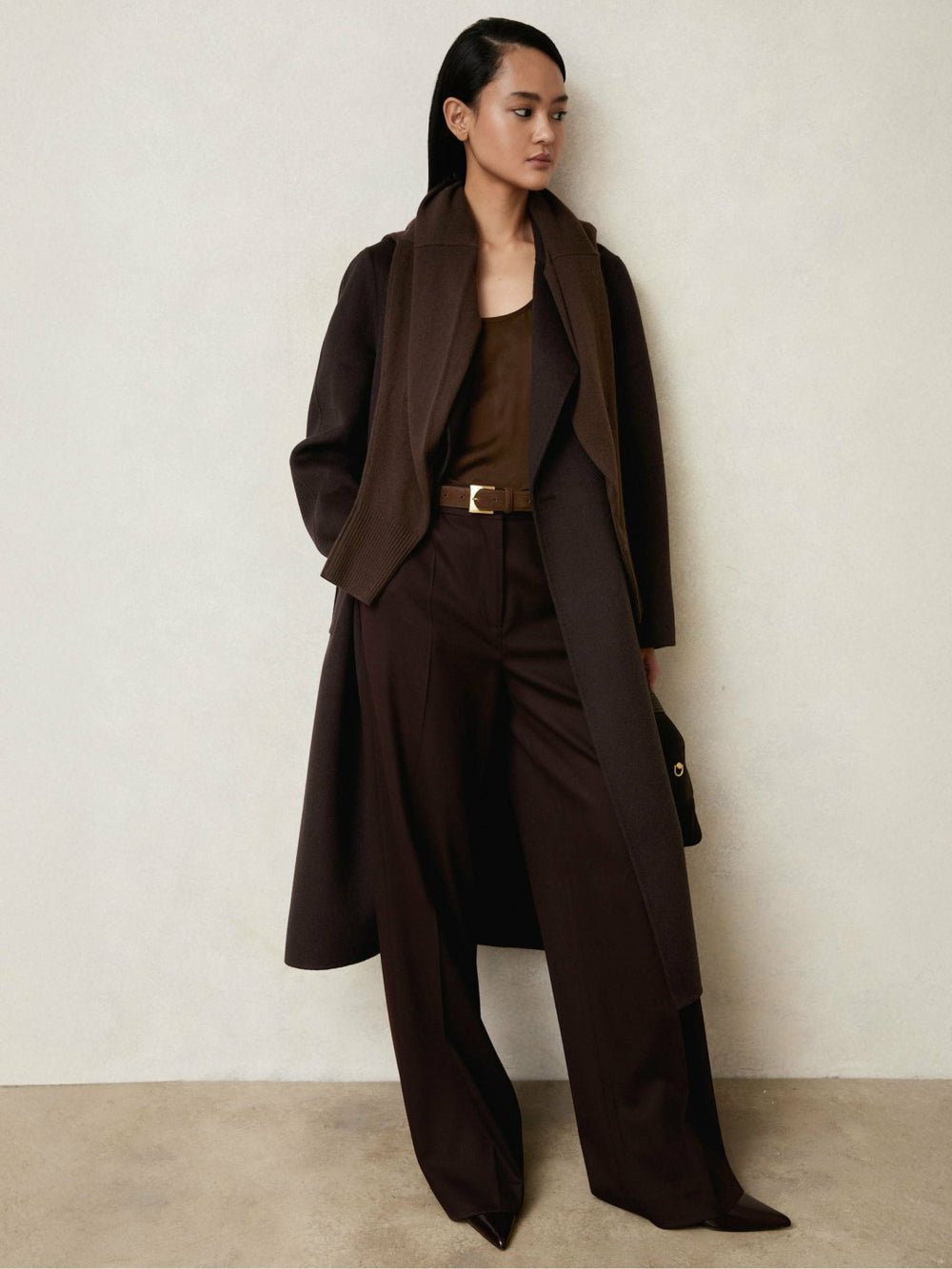 Double-Breasted Blindseam Coat Wool-Blend Aubergine | Womens