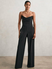 Structured Strapless Wide-Leg Jumpsuit Black | Womens