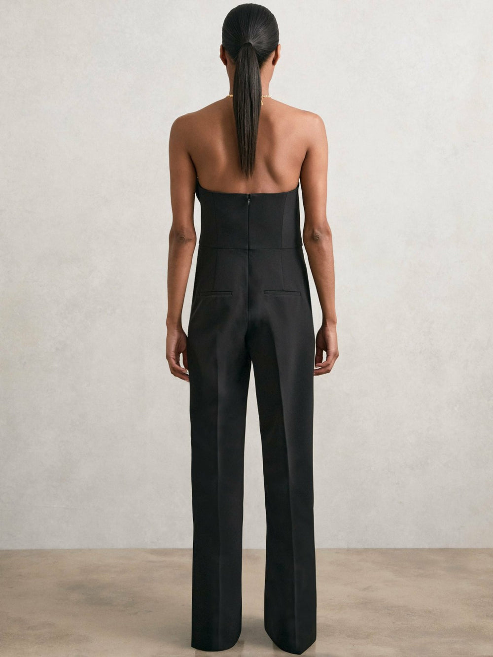 Structured Strapless Wide-Leg Jumpsuit Black | Womens
