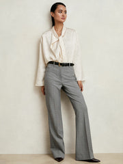 Check Flared Suit Trousers Grey | Womens